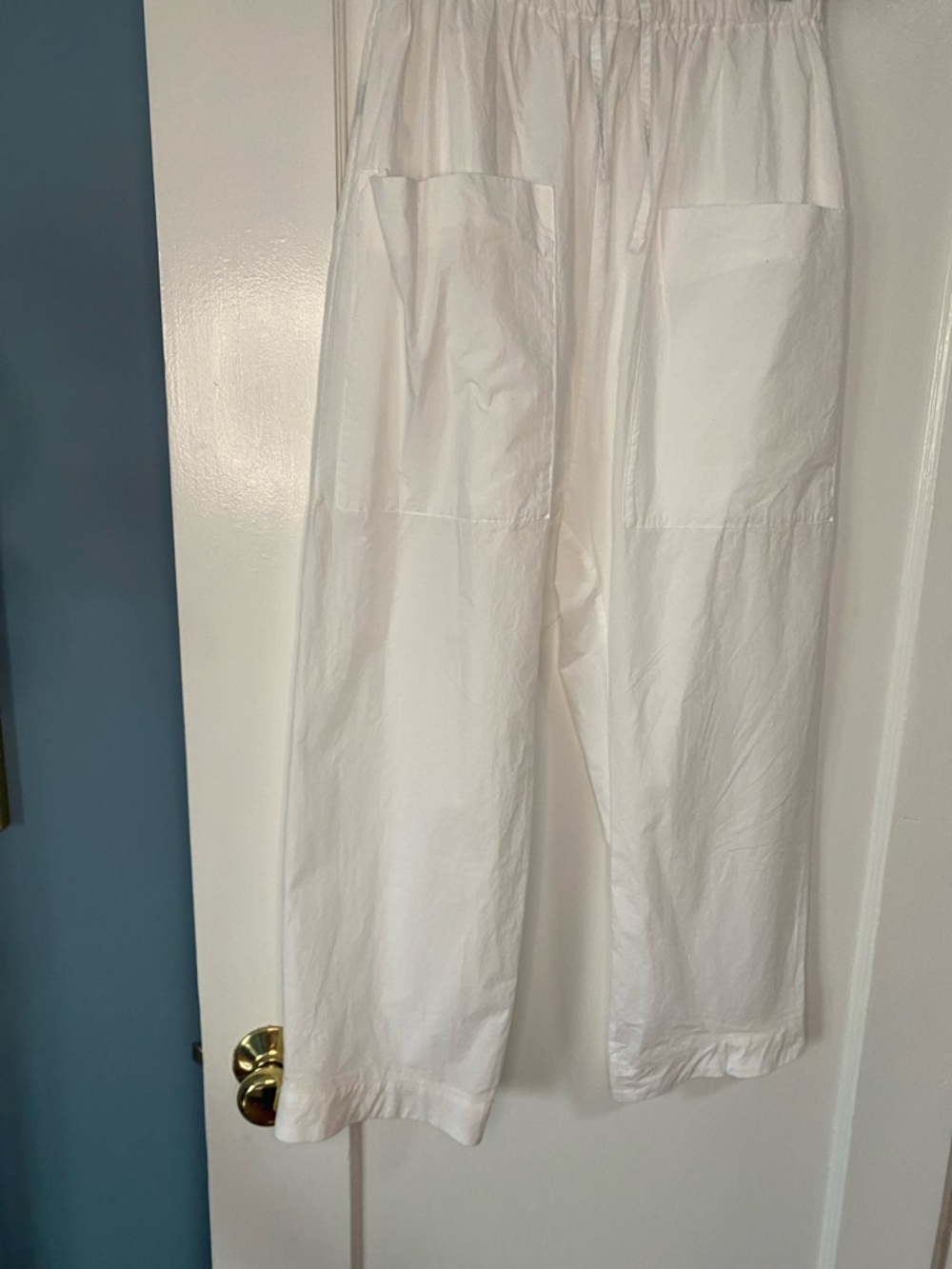 Cropped White Drawstring Ankle Pants